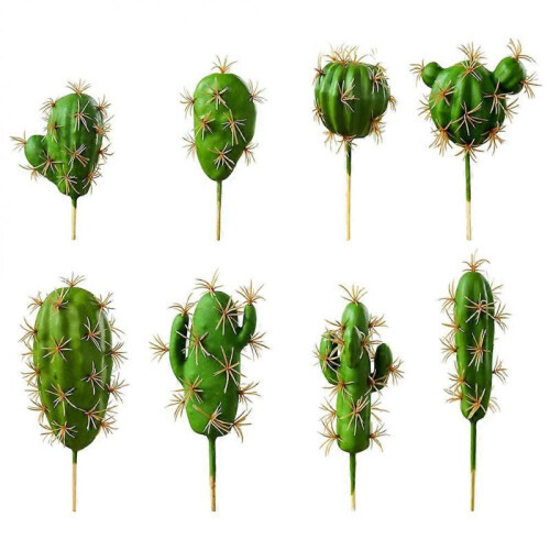 8pcs Simulated Cactus Succulent Plants Adornments for Home (Assorted Color)