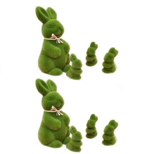 8 Pcs Artificial Moss Rabbit  Easter Decor Easter Rabbit Shape Ornament 1