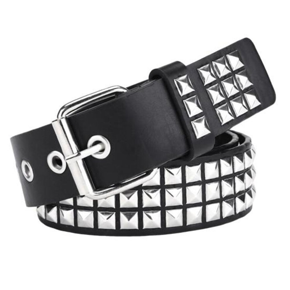 (black, 110 cm) Punk Style Studded Belt Square Rivets Adjustable Straps Rock Waistband Women Girls Gothic Scene Accessories