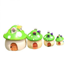 4 Pcs Stylish Simulated Mushroom House Resin Artificial Micro Landscape Miniature Plant Ornaments for Mini Adornment Landscape Supplies (Green)