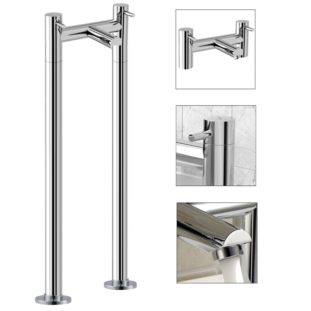 Blossom Modern Floor Mounted Freestanding Chrome Bath Filler Tap