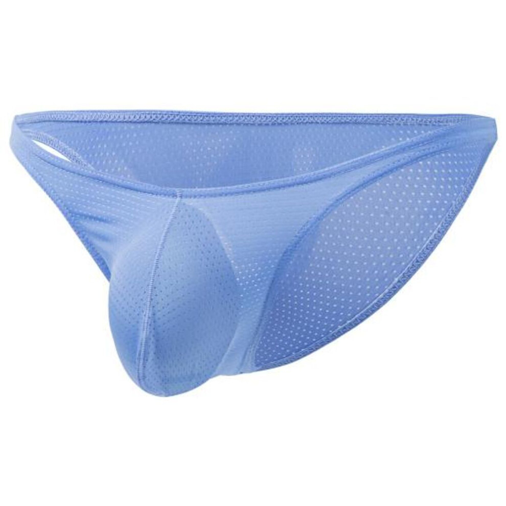 (M, blue) Men Underpants Highly Elastic Breathable Non-fading Low Waist Friendly To Skin Moisture Wicking