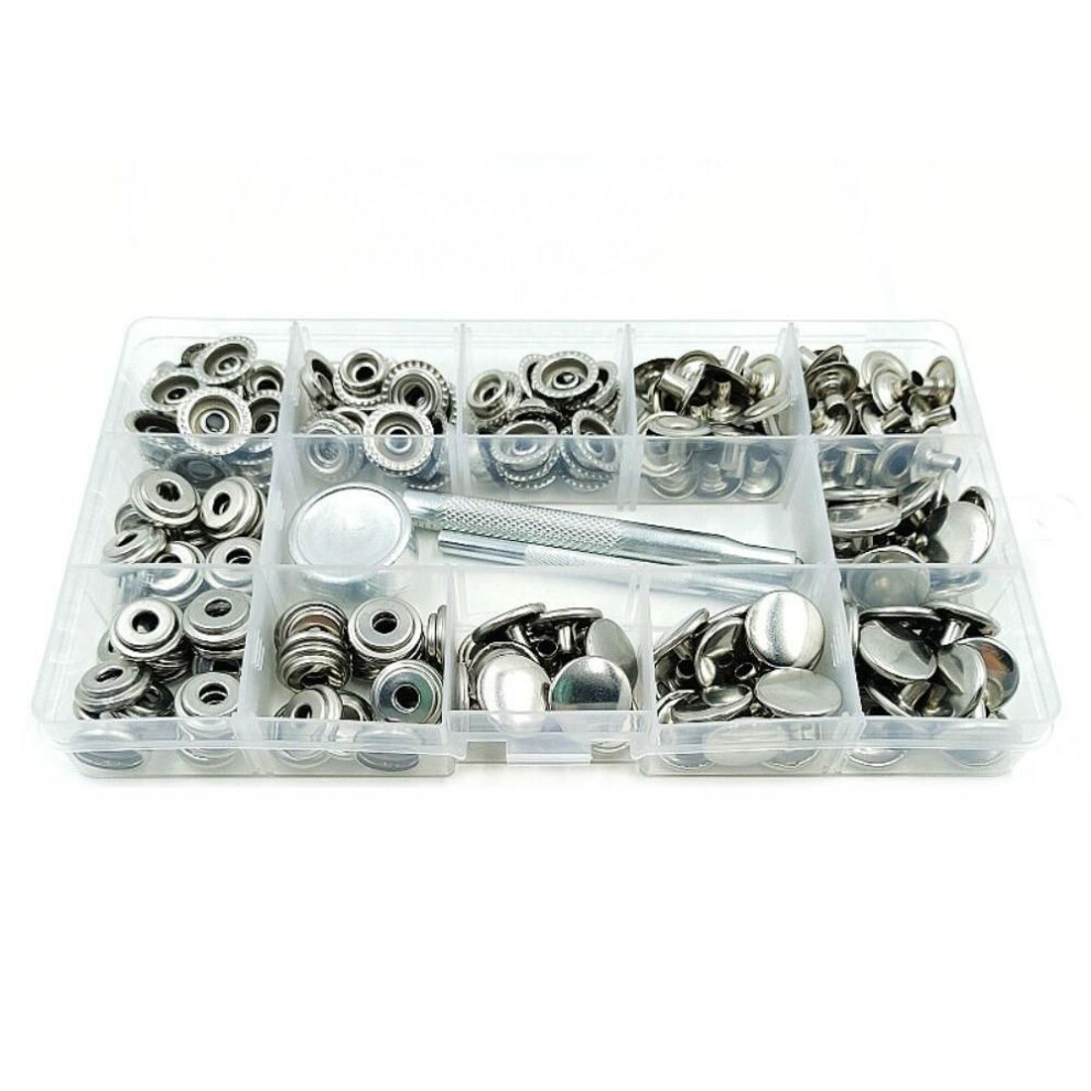 (no pliers) 200pcs Boxed Snaps Buttons Set Stainless Steel Leather Punch Pliers  Clothing Sewing