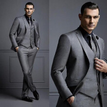(S, Pink) Fashion Handsome Groom Tuxedos Jacket Vest Pant