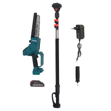 (As show, One size) 8in Electric Pruning Chainsaw Rechargeable Cordless Mini Chain Saw with 2.5m Extension Rod AC100240V EU Plug