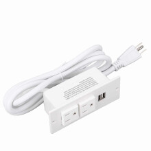 (As show, One size) Recessed Power Strip 1500W 2 AC Outlets 2 USB Ports Furniture Power Socket with 1.5m Cord 12A