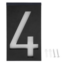 (As show, One size) Outdoor Solar Power LED Number Sign Light House Hotel Store Door Address Lights Plate(Numro 4 )
