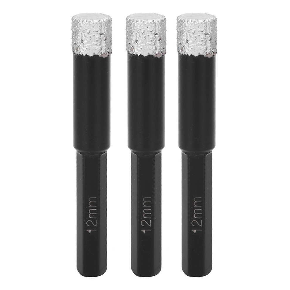 (As Show, One Size) Brazed Dry Tile Drill Bit Hex Handle Diamonds Drill Cutter Marble Ceramic Hole Saw 12Mm 6909775970638