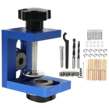 (As show, One size) Doweling Jig Drilling Guide Kit Hole Opening Woodworking Locator Aluminum Alloy Adjustable