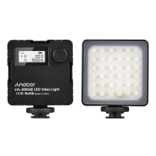 (As show, One size) Andoer LVL-60RGB Mini Bi-color LED Video Light 2500K-9000K Dimmable Built-in Rechargeable Battery with 3 Cold Shoe Mounts LCD Display Vlog Fill Light