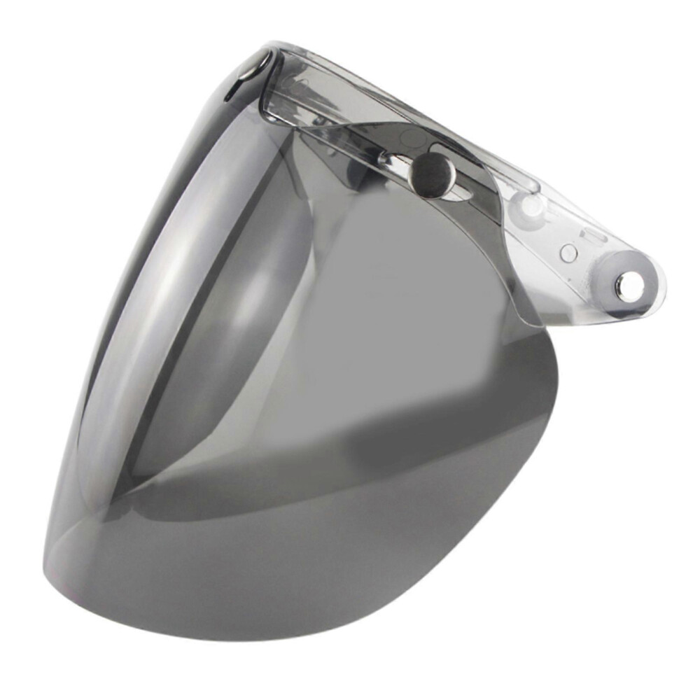 (Light Grey, One size) Open Face Helmet Visor Motorcycle Helmet Bubble Lens 3-Snap Bubble Wind Shield Visor-image-OPC-PHDVMPP-NEW