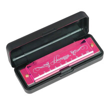 (Rose red, One size) IRIN 10-Hole Harmonica Key of C 20-Tone Musical Gift with Storage Case for Beginner Student