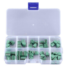 (As show, One size) 50PCS Screw Terminal Connector 2.54mm Pitch 2P 3P 4P PCB Mount Terminal Block Assortment Kit for Electronic Projects
