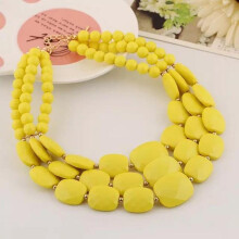 (yellow, null) European & American Multi-layer Acrylic Necklace & Earring Set - Colorful Handmade Fashion Jewelry For Women