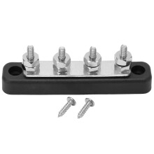(As show, One size) Power Distribution Block Bus Bar Flame Retardant Corrosion Protection Terminal Bus Bar 3/16in 150A DC 48V