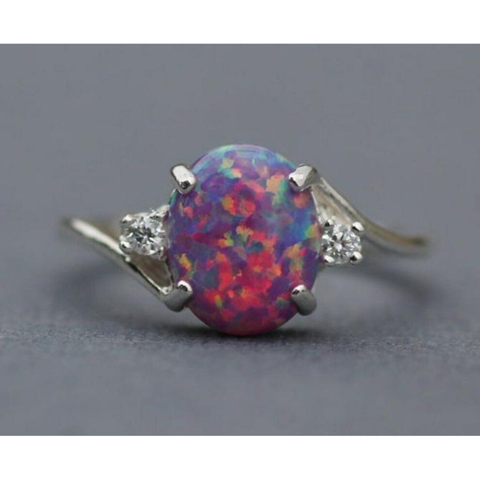 (purple, Number 5) Opal Gemstone Rings: Fashionable European And American Couple Rings For Women