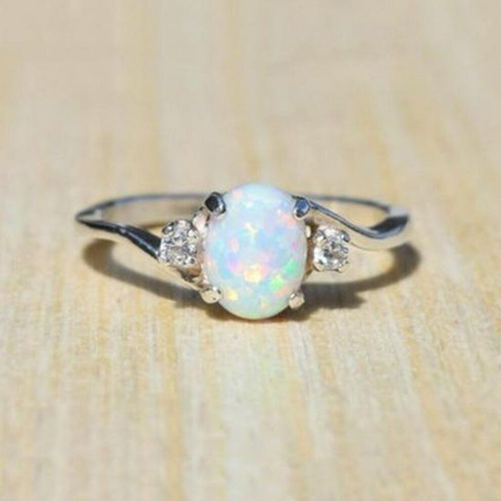 (white, No. 10) Opal Gemstone Rings: Fashionable European And American Couple Rings For Women