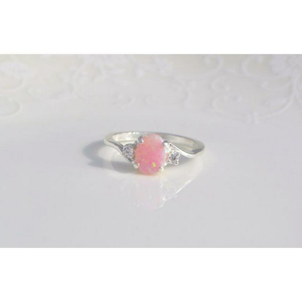(pink, Number 7) Opal Gemstone Rings: Fashionable European And American Couple Rings For Women
