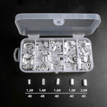 (250pcs, One size) 200pcs Aluminum Crimp Sleeves Connector Kit 5 Sizes Double Barrel Crimp Sleeves for Fishing Line