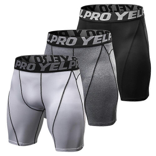 (Black-Grey-White, One size) 3 Pack Men Shorts Active Workout Underwear