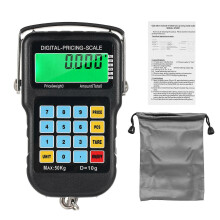 (As show, One size) 110lb/50kg Fish Scales Backlit LCD Portable Electronic Hook Digital Fishing Scale Hanging Scale with Measuring Tape Ruler for Hunting Fishing Postal K