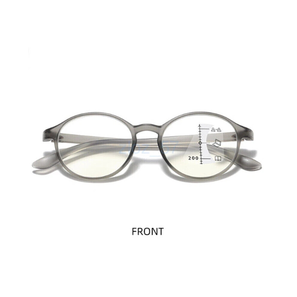 Gray/Blue/Light (, +3.50 Strength) Progressive Multifocal Reading Glasses Men Womentr90 Anti Glasses