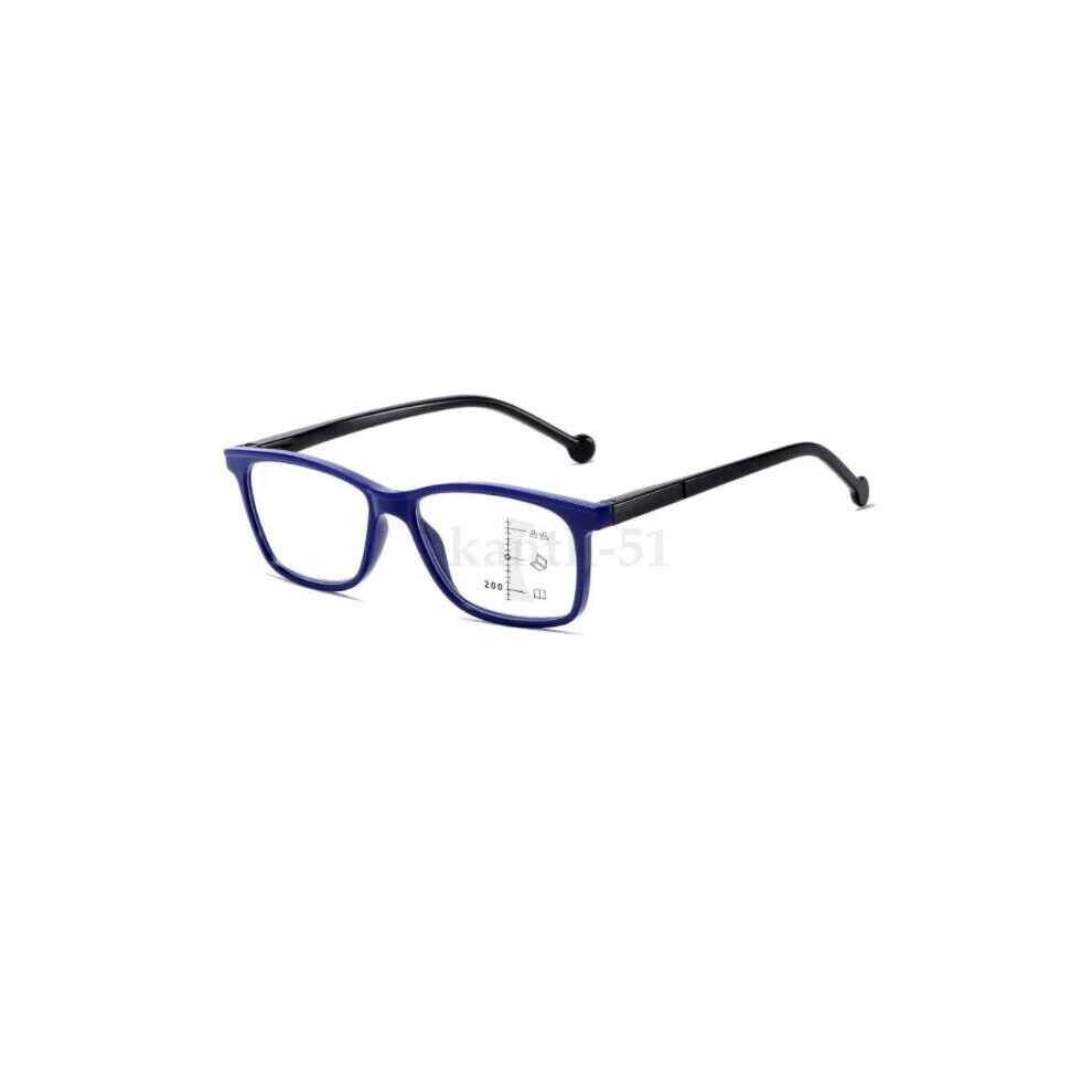 Blue/Light (, =+1.00 Strength) Men Women Progressive Multifocus Anti- Reading Glasses Retro Glasses