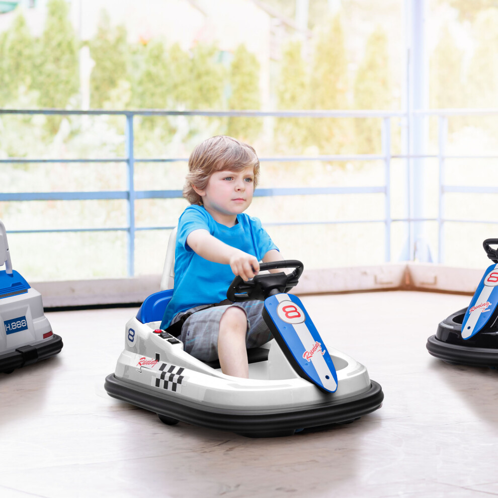Homcom 6V Kids Bumper Car, 360 Rotation Waltz Car W/ 2 Speeds - White