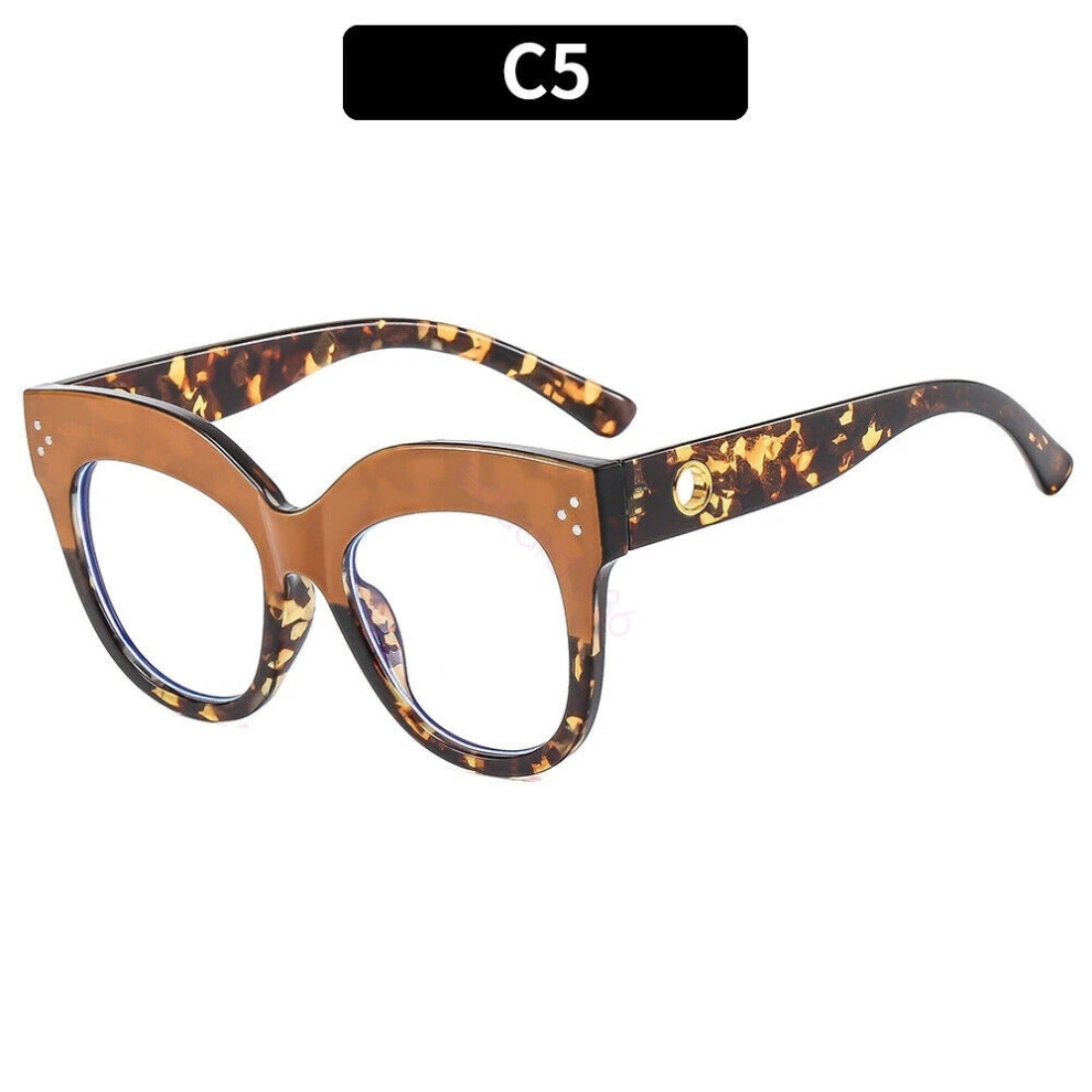 (Coffee Black Tortoise) Womens Oversized Eyeglass Frames Blue Light Blocking TR90 Frame Glasses HOT