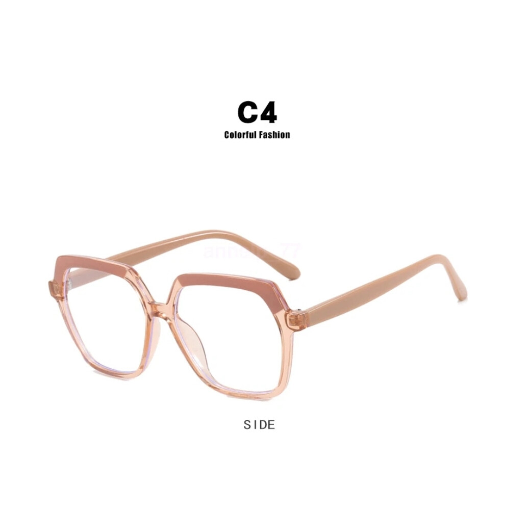 (Champagne) 55MM Demo Lens Glasses TR90 Eyeglasses Frame Oversized Glasses  Men Women