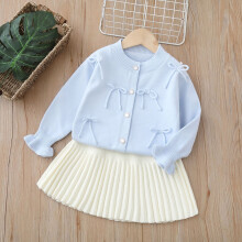 (Blue, 2-3Years) 2PCS Baby kids girls' Sweater Jumper Warm Set