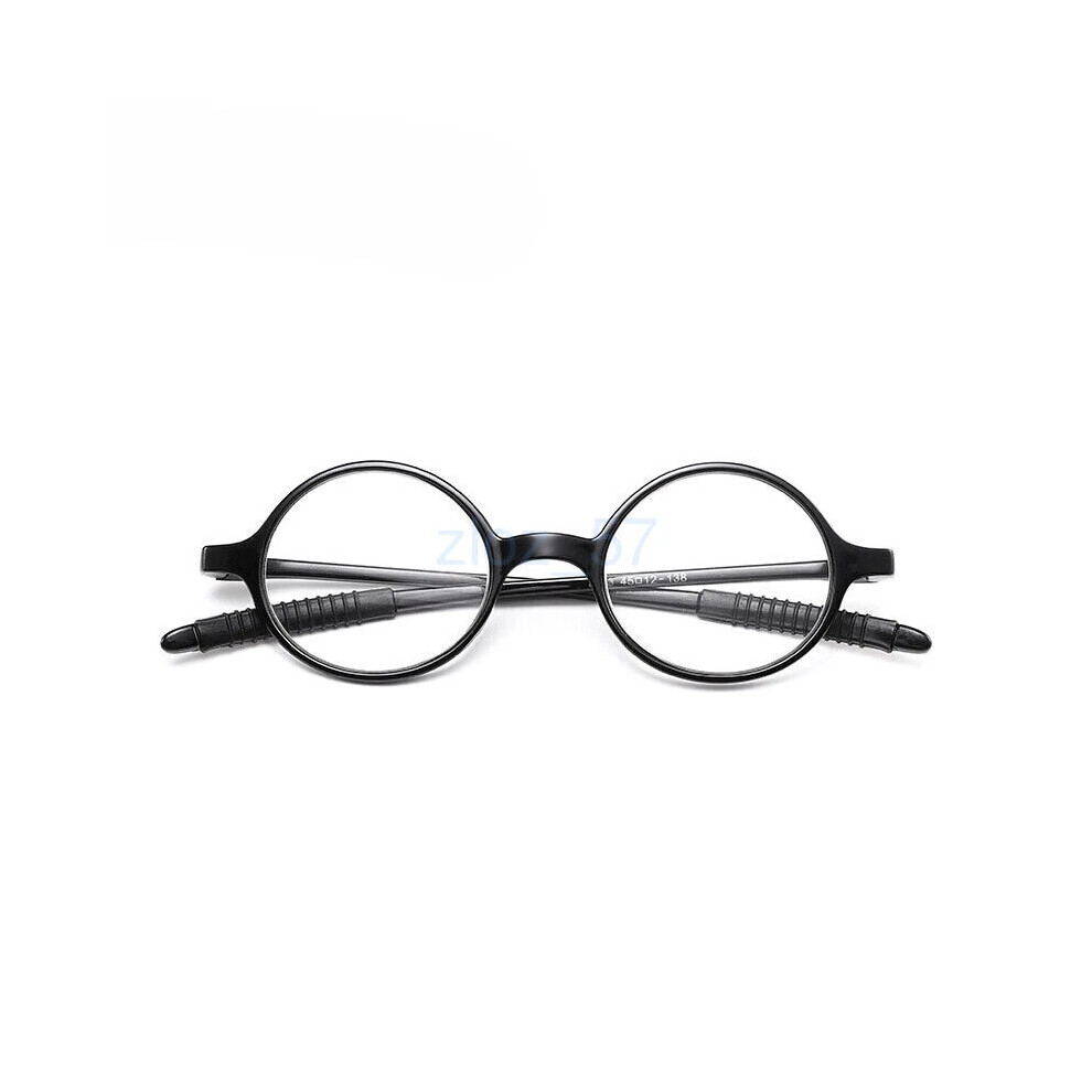 Black (, =+4.00 Strength) Au Retro Round Reading Glasses Lightweight Stylish Readers Unisex Tr90+1.0~+4.0