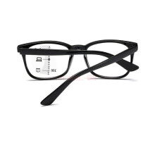 (Black, =+4.00 strength) Square Reading Glasses Progressive Multifocus Anti Blue Light Presbyopia +1.0 - +4.0