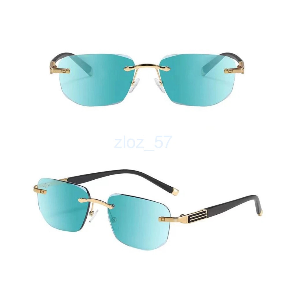 Green () Men Women Rimless Presbyopic Sunglasses Reading Glasses Rectangle Readers