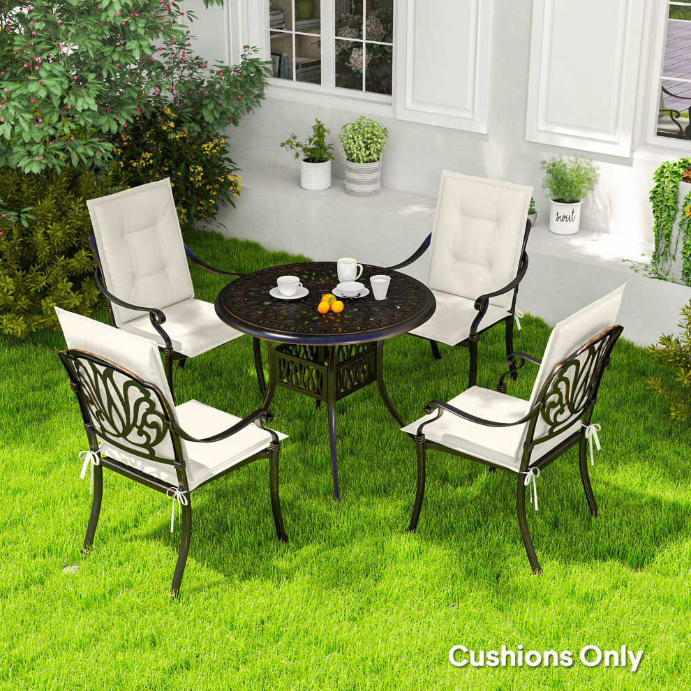 (White) Outsunny Set of 4 Garden Chair Cushions, Outdoor Seat Pads