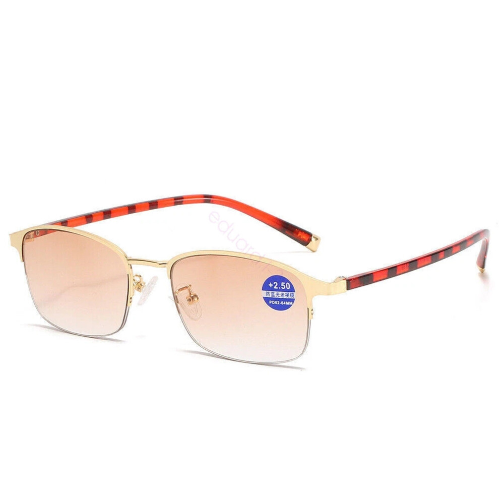 (=+2.50 strength, Gold) Sun Readers Tinted Reading Glasses +1.0 +1.5 +2.0 +2.5 +3.0 +3.5 Sunglasses Progressive Anti Blue