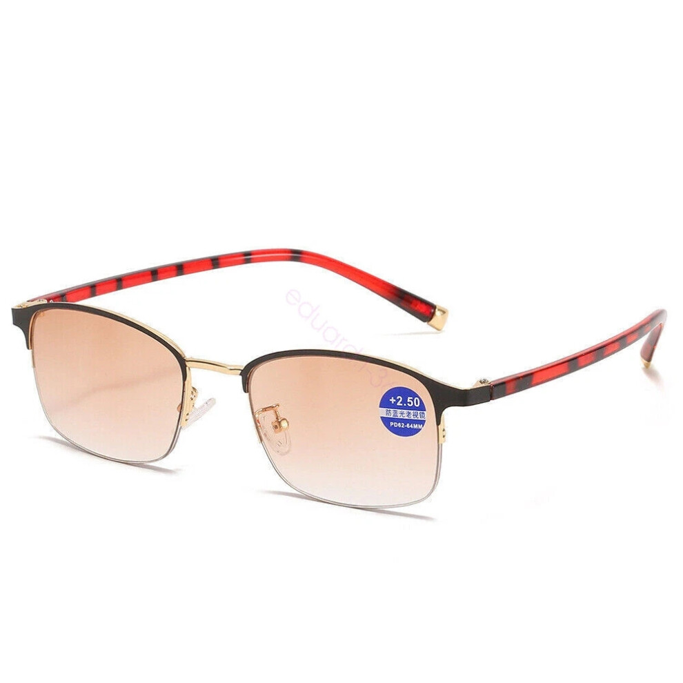 (=+2.50 strength, Red) Sun Readers Tinted Reading Glasses +1.0 +1.5 +2.0 +2.5 +3.0 +3.5 Sunglasses Progressive Anti Blue