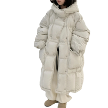 (Beige, 7-8Years) Kids Girls Coat Hooded Parka Jacket Warm Long UK