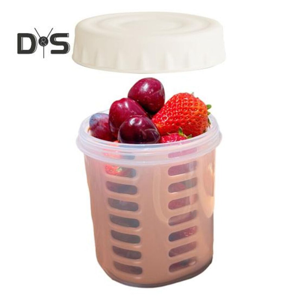 (pink) Salad Cup 501-600ml Food-grade Pp Leak-proof Portable Salad Box With Lid Enhanced Drainage System Double Drain Cup