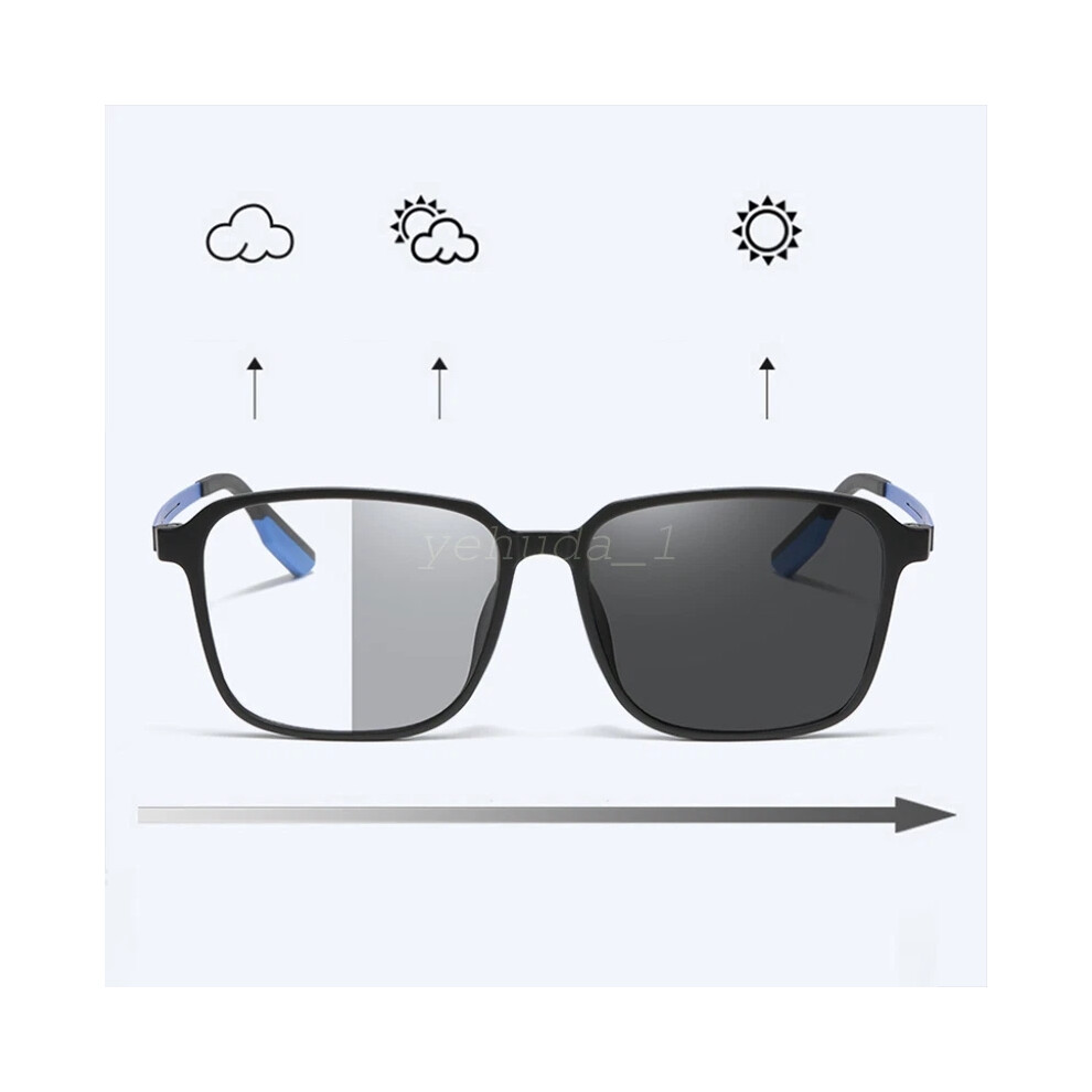 Blue/Light (Transparent, +4.00 Strength) Photochromic Progressive Multifocal Reading Glasses Anti Glasses Hot +1.0 -4.0