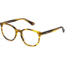Polizeibrille VK104 49/18/135 Senfgelb gestreift glänzendes Braun Acetat JUNIOR VK104