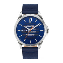 Montre - POLICE - Barwara PEWJA2204501 - Quartz - Acier inoxydable - Cuir bleu