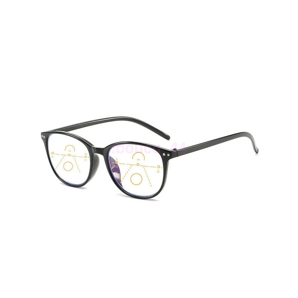 (+100, Black) Reading Glasses Progressive Multifocal Anti Blue Light Transition +1.0 +1.5 +2.0 +2.5 +3.0 +3.5 +4.0-image-OPC-PHDWNJN-NEW