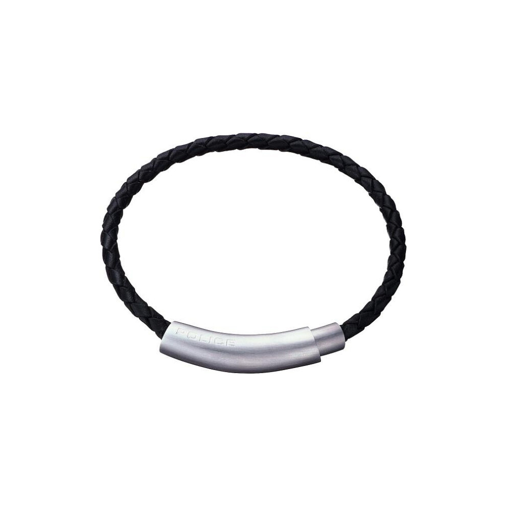 Police 20660PLB-07 Close Black Leather Bracelet