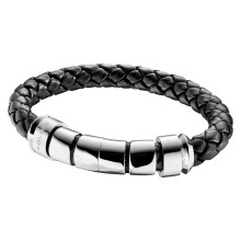Police 24691BLB-01-L Mens Throttle Black Weaving Leather Bracelet