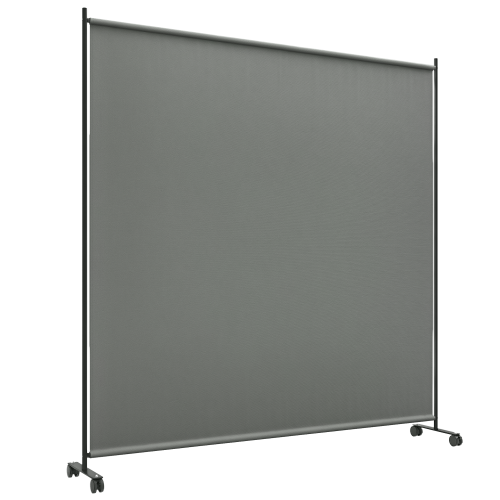 Outsunny Outsunny Garden Screen with Wheels, 6ft Rolling Privacy Room Divider, Dark Grey 1