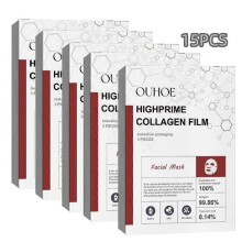 15pcs OUHOE Hydrolyzed Collagen Protein Film Gel Facial Mask Paper Anti Wrinkle Moisturizing Soluble Face Filler Firming Skin Care