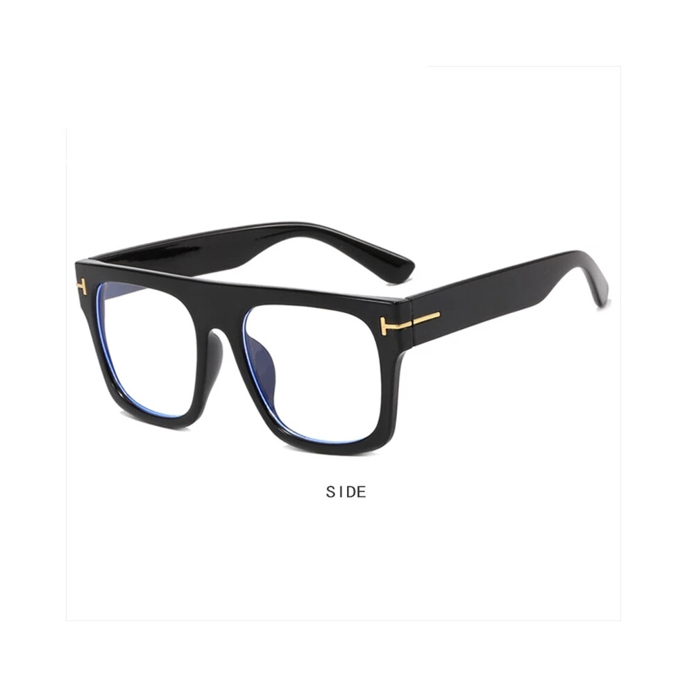 (Black, +2.00 strength) Men Women Large Frame Blue Light Blocking Reading Glasses Classic Square Glasses +0.25 TO +6.0