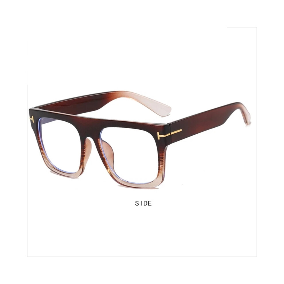 (Brown, +1.00 strength) Men Women Large Frame Blue Light Blocking Reading Glasses Classic Square Glasses +0.25 TO +6.0-image-OPC-PHDWTKB-NEW