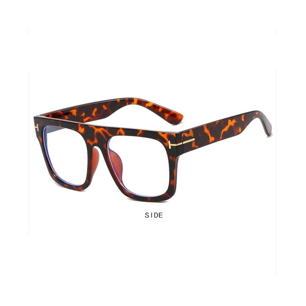 (Leopard, +2.00 strength) Men Women Large Frame Blue Light Blocking Reading Glasses Classic Square Glasses +0.25 TO +6.0